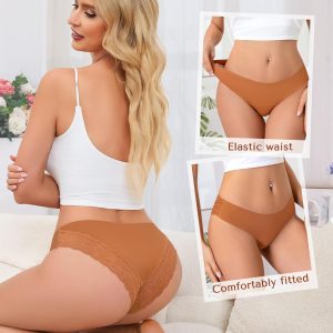 voenxe Lace Underwear for Women,Stretch Soft Bikini Panties,Sheer Lacy Ladies Briefs,Comfortable Hipster Panty Undies,5 Pack