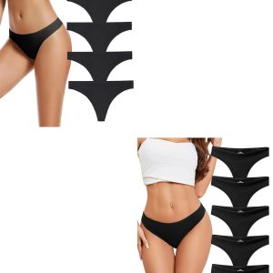 voenxe No Show Thongs 5 Pack and 5 Pack Women Cotton Thongs