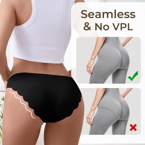 voenxe Seamless Bikini Underwear for Women,No Show Ladies Panties,Invisible Hipster Panty Brief Undies,Low Rise Cheeky,5 Pack