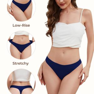 voenxe Seamless Thongs for Women,No Show Ladies Underwear,Invisible Comfortable Panties,Low Rise Gym Workout Undies,5 Pack