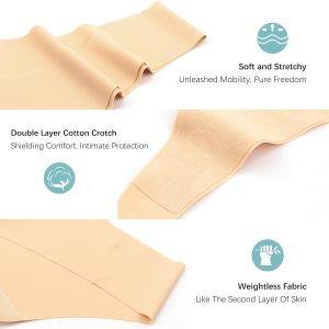 voenxe Seamless Thongs for Women,No Show Ladies Underwear,Invisible Comfortable Panties,Low Rise Gym Workout Undies,5 Pack