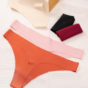 voenxe Seamless Thongs for Women,No Show Ladies Underwear,Invisible Comfortable Panties,Low Rise Gym Workout Undies,5 Pack