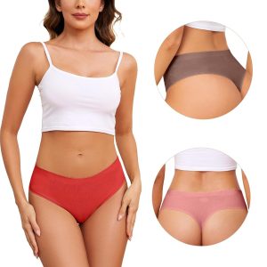 voenxe Seamless Women Underwear Thongs 5 Pack and 5 Pack High Waisted Cut No Show Ladies Thongs