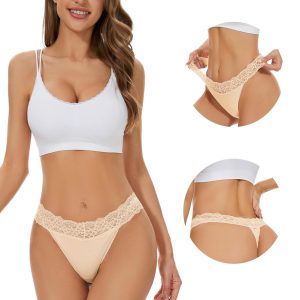 voenxe Seamless Women Underwear Thongs 5 Pack and 5 Pack Seamless Lace Thongs for Women