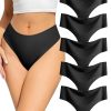 voenxe Seamless Women Underwear Thongs,High Waisted Ladies No Show Panties Line,Invisible Comfy Workout Undies,Soft,5-Pack