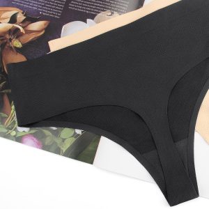 voenxe Seamless Women Underwear Thongs,High Waisted No Show Ladies Panties,Breathable Comfortable Hi Rise Cut Undies,5-Pack