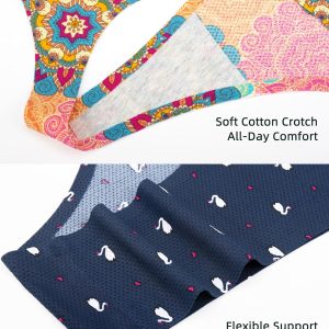 voenxe Seamless Women Underwear Thongs,High Waisted No Show Ladies Panties,Breathable Comfortable Hi Rise Cut Undies,5-Pack