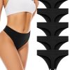 voenxe Seamless Womens Thong Underwear,High Waisted Tanga Woman No Show Panties,Breathable Workout Comfortable Undies,5 Pack