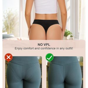 voenxe Seamless Womens Thong Underwear,High Waisted Tanga Woman No Show Panties,Breathable Workout Comfortable Undies,5 Pack