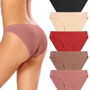 voenxe Women Bikini Underwear 5 Pack and 5 Pack V Waisted No Show Ladies Panties