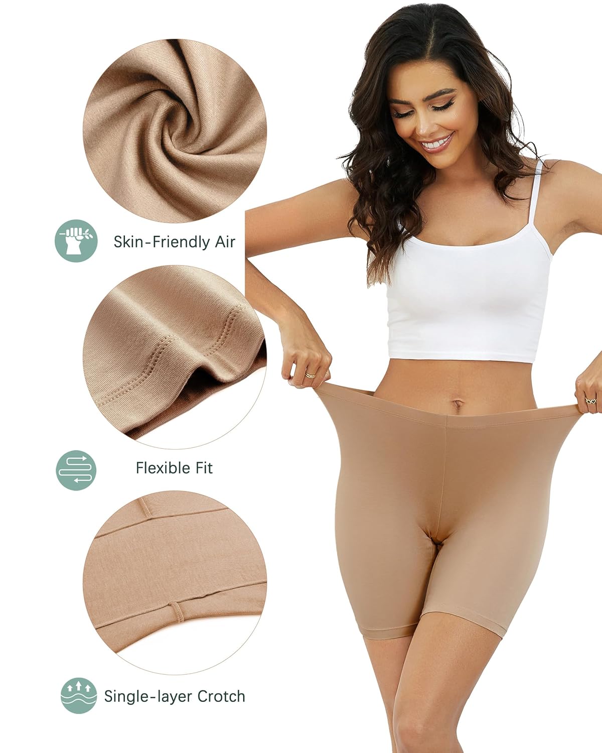 voenxe Women Cotton Boy Shorts Underwear,Lady Boxer Brief,High Waist Anti Chafe Short for Under Dress,Soft Biker Panty 4Pack