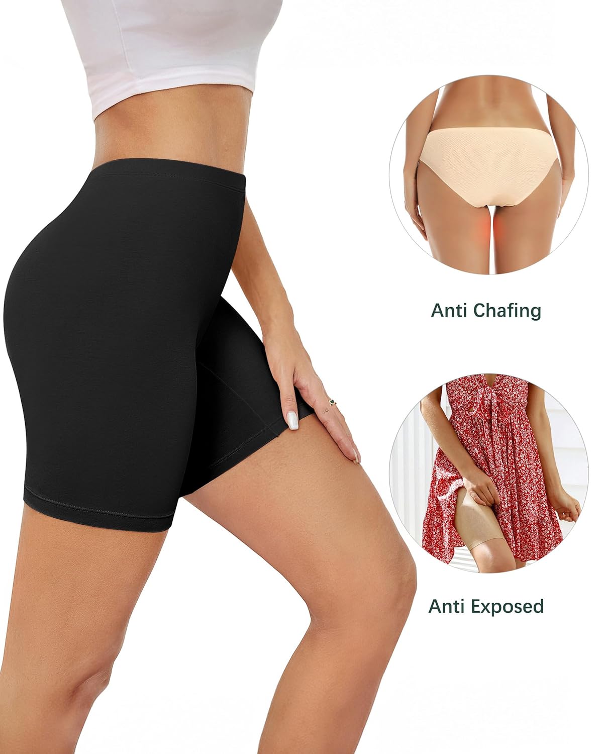 voenxe Women Cotton Boy Shorts Underwear,Lady Boxer Brief,High Waist Anti Chafe Short for Under Dress,Soft Biker Panty 4Pack