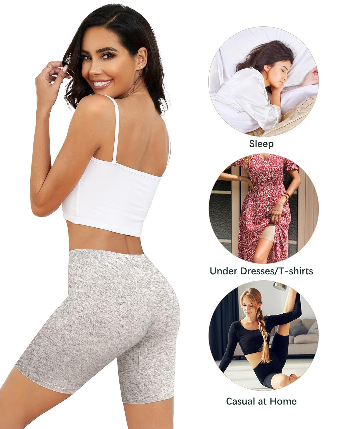 voenxe Women Cotton Boy Shorts Underwear,Lady Boxer Brief,High Waist Anti Chafe Short for Under Dress,Soft Biker Panty 4Pack