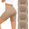 voenxe Women Cotton Boy Shorts Underwear,Lady Boxer Brief,High Waist Anti Chafe Short for Under Dress,Soft Biker Panty 4Pack Nude
