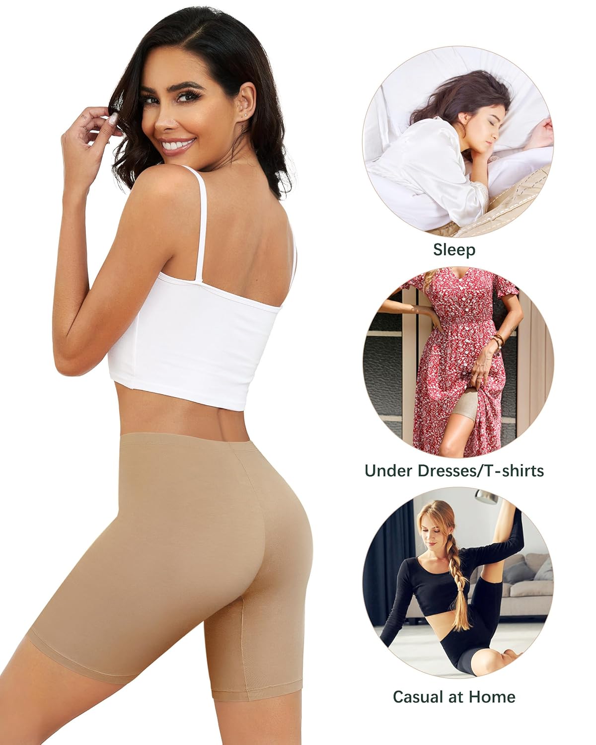 voenxe Women Cotton Boy Shorts Underwear,Lady Boxer Brief,High Waist Anti Chafe Short for Under Dress,Soft Biker Panty 4Pack