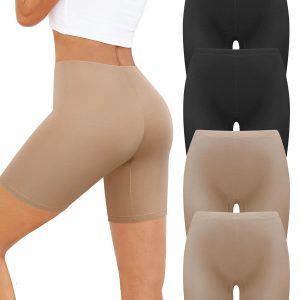 voenxe Women Cotton Boy Shorts Underwear,Lady Boxer Brief,High Waist Anti Chafe Short for Under Dress,Soft Biker Panty 4Pack