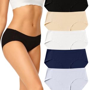 voenxe Women Seamless Hipster Underwear,Breathable Ladies Panties Bikini,No Show Briefs,Comfortable Undies for Women 5-Pack