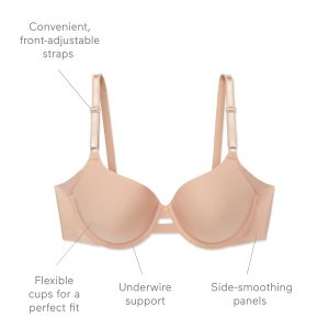 Warner's Womens No Side Effects Underarm-Smoothing Comfort Underwire Lightly Lined T-Shirt Bra 1356
