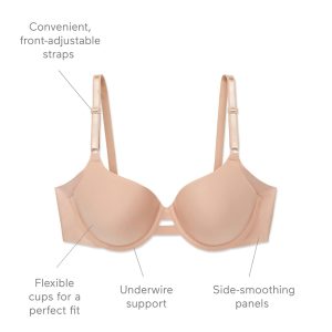 Warner's Womens No Side Effects Underarm-Smoothing Comfort Underwire Lightly Lined T-Shirt Bra 1356