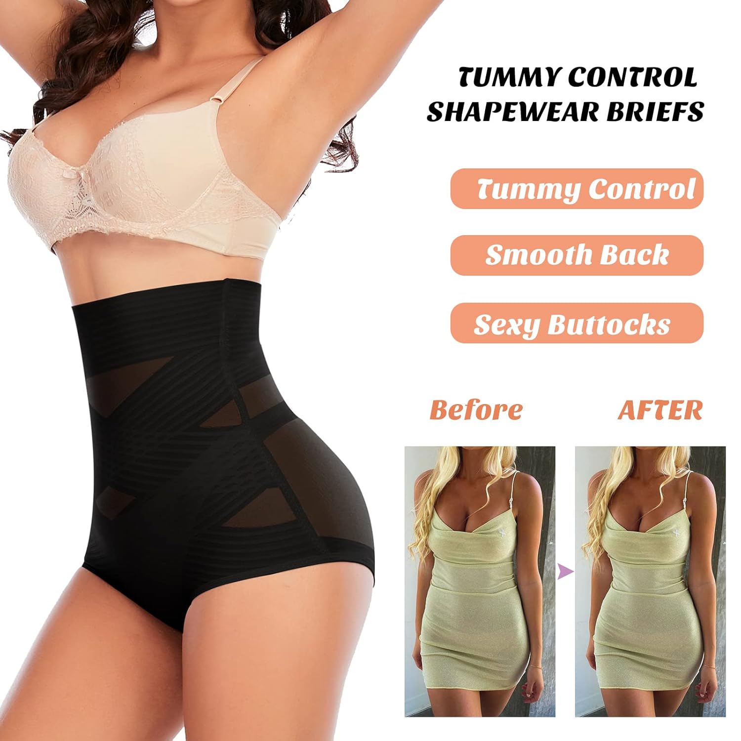Werena Tummy Control Shapewear Underwear for Women High Waisted Body Shaper Panties Shaping Briefs