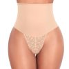 Werena Tummy Control Thong Shapewear for Women Mid High Waisted Body Shaper Underwear Lace Shaping Thong Girdle Panties
