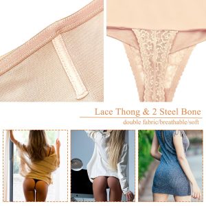 Werena Tummy Control Thong Shapewear for Women Mid High Waisted Body Shaper Underwear Lace Shaping Thong Girdle Panties