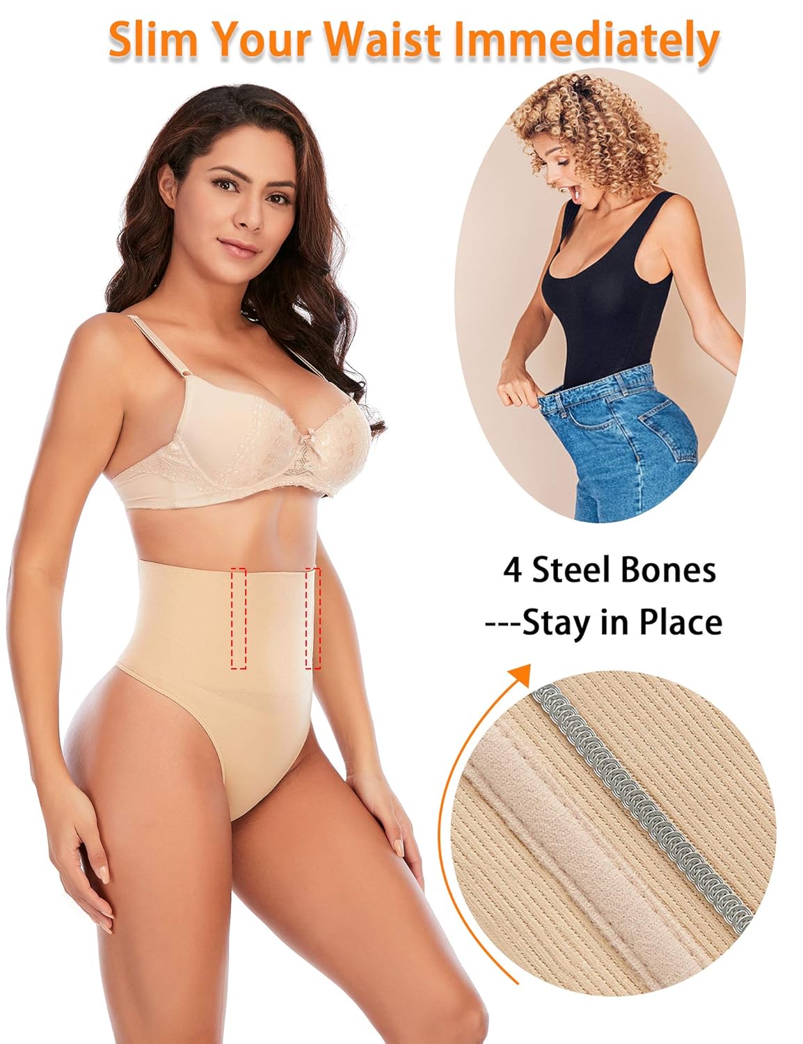 Werena Tummy Control Thong Shapewear for Women Seamless Shaping Thong Panties Body Shaper Underwear