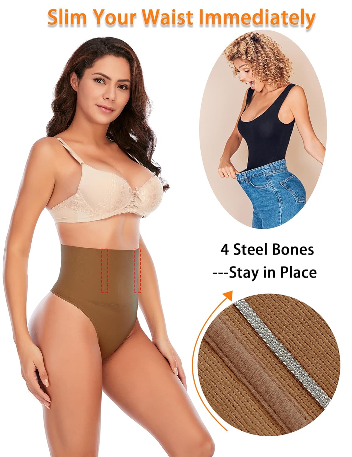 Werena Tummy Control Thong Shapewear for Women Seamless Shaping Thong Panties Body Shaper Underwear