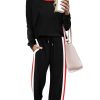 WIHOLL 2 Piece Lounge Sets for Women Long Sleeve Tops Wide Leg Sweatpants Sweatsuits with Pockets