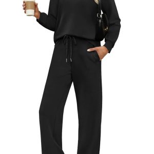 WIHOLL Lounge Sets for Women 2 Piece Travel Vacation Outfits Fall Sweatsuit Tracksuit