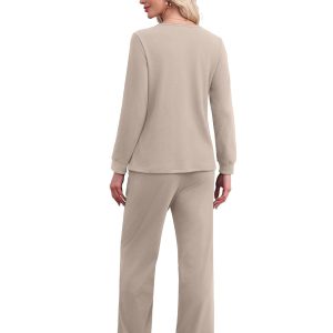 WIHOLL Lounge Sets for Women Two Piece Outfits Button Down Sweatsuit Sweatpant with Pockets Fall Fashion 2025