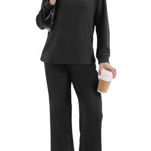 WIHOLL Lounge Sets for Women Two Piece Outfits Button Down Sweatsuit Sweatpant with Pockets Fall Fashion 2025