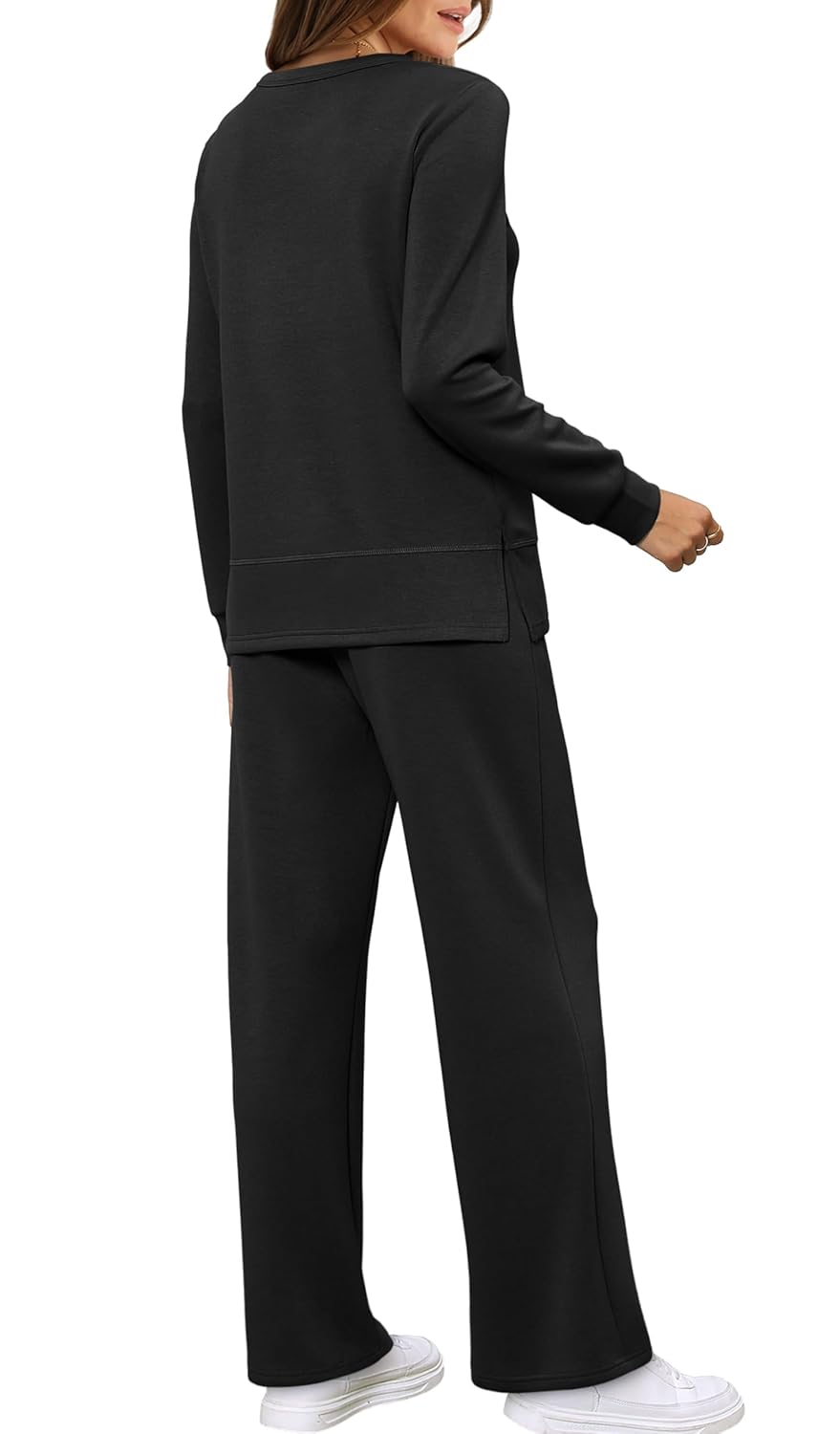 WIHOLL Women's 2 Piece Lounge Sets Sweatshirt Casual Travel Outfits Fashion Wide Leg Tracksuit Cozy Sweatsuits