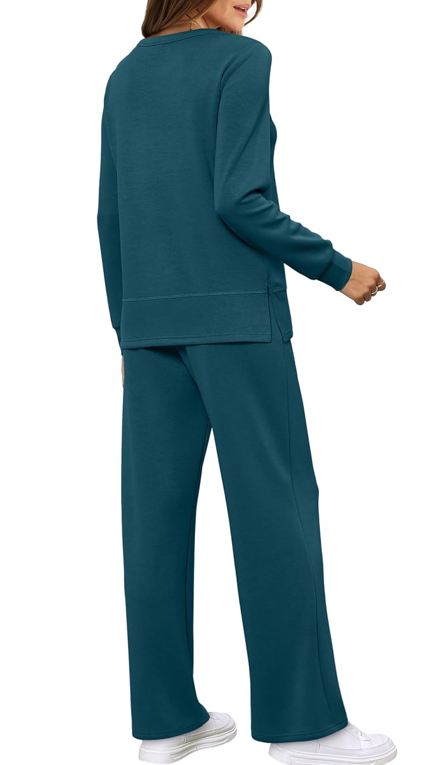 WIHOLL Women's 2 Piece Lounge Sets Sweatshirt Casual Travel Outfits Fashion Wide Leg Tracksuit Cozy Sweatsuits