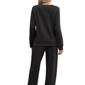 WIHOLL Women's 2 Piece Sets Sweatshirt Casual Travel Outfits Lounge Wide Leg Tracksuit Cozy Sweatsuits Fashion 2025