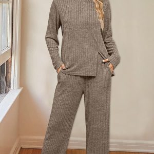 WIHOLL Womens Two Piece Outfits Lounge Sets Cozy Sweater Loungewear with Pockets 2025