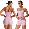 Women 2 Piece Workout Sets (2025 NEW) Yoga Outfit Open Back Tank Top High Waisted Shorts Gym Sets Tracksuits
