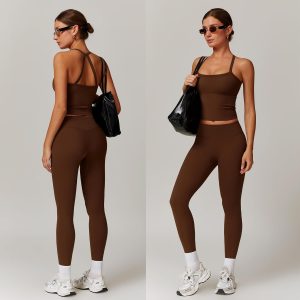 Women 2 Piece Workout Sets (2025 NEW) Yoga Outfit Open Back Tank Top High Waisted Leggings Gym Sets Tracksuits