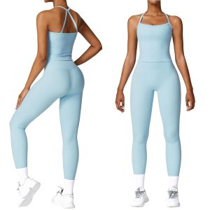 Women 2 Piece Workout Sets (2025 NEW) Yoga Outfit Open Back Tank Top High Waisted Leggings Gym Sets Tracksuits