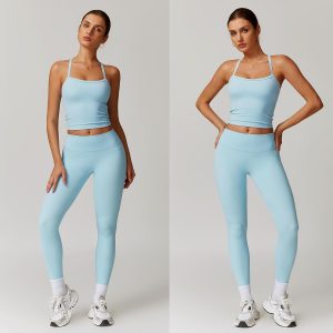 Women 2 Piece Workout Sets (2025 NEW) Yoga Outfit Open Back Tank Top High Waisted Leggings Gym Sets Tracksuits