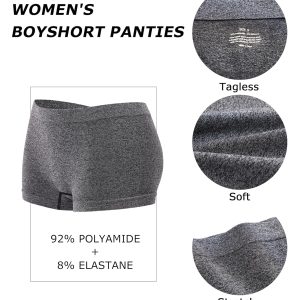 Womens Boyshorts Underwear Seamless Boxer Briefs Full Coverage Soft Stretch Boxer Shorts For Women 4 Pack