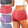 Womens Boyshorts Underwear Seamless Boxer Briefs Full Coverage Soft Stretch Boxer Shorts For Women 4 Pack