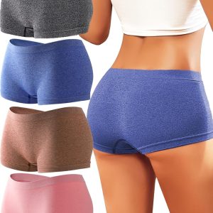 Womens Boyshorts Underwear Seamless Boxer Briefs Full Coverage Soft Stretch Boxer Shorts For Women 4 Pack