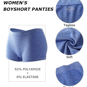 Womens Boyshorts Underwear Seamless Boxer Briefs Full Coverage Soft Stretch Boxer Shorts For Women 4 Pack