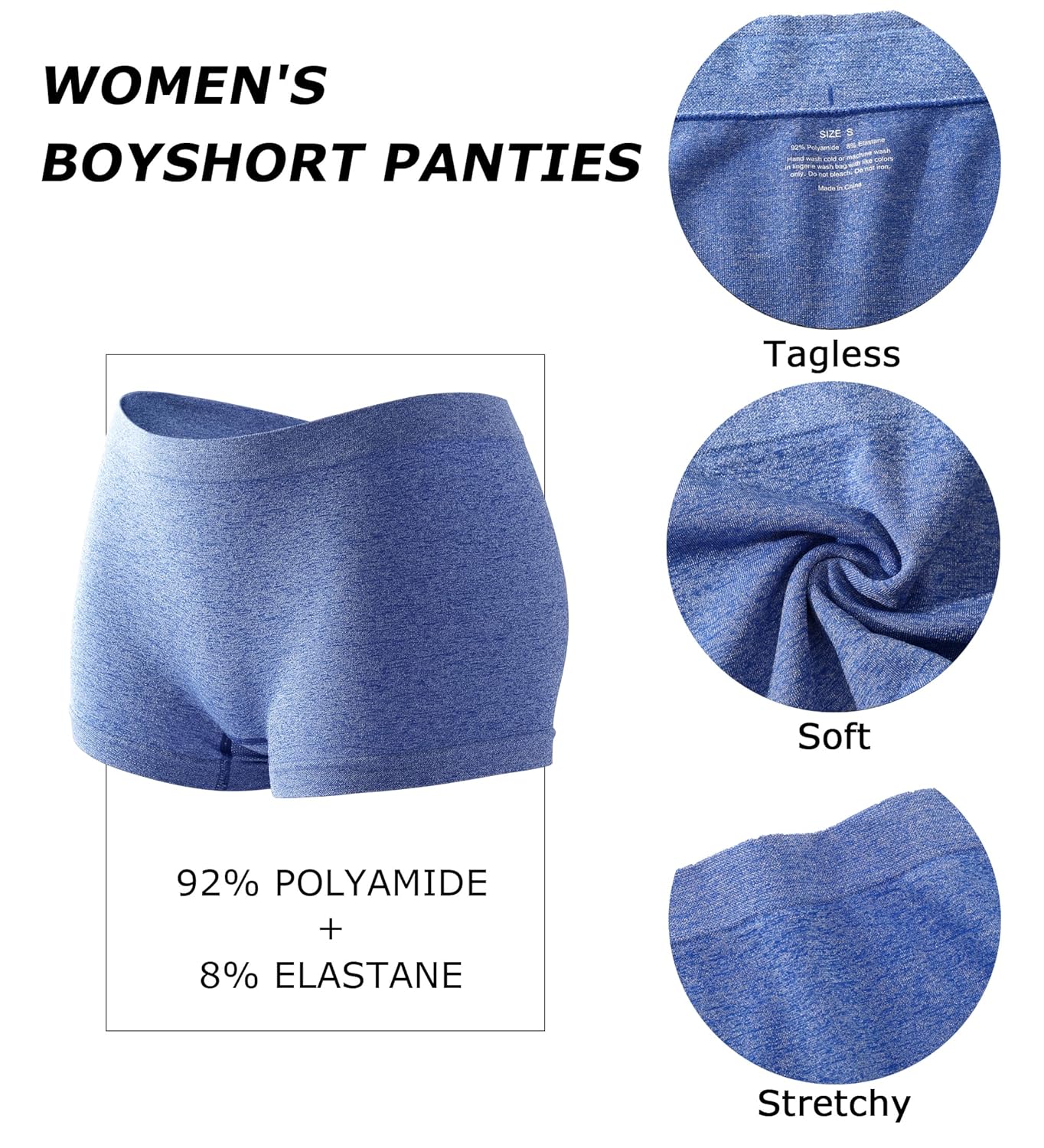 Womens Boyshorts Underwear Seamless Boxer Briefs Full Coverage Soft Stretch Boxer Shorts For Women 4 Pack