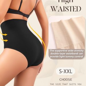 Women's High Waisted Tummy Control Underwear Panties Compression Slimming Seamless Briefs Shapewear 4 Pack
