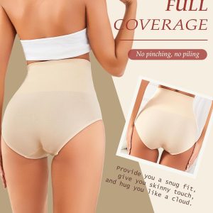 Women's High Waisted Tummy Control Underwear Panties Compression Slimming Seamless Briefs Shapewear 4 Pack