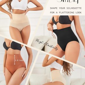 Women's High Waisted Tummy Control Underwear Panties Compression Slimming Seamless Briefs Shapewear 4 Pack