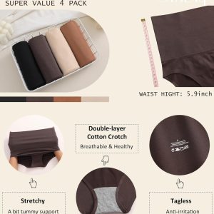 Women's High Waisted Tummy Control Underwear Panties Compression Slimming Seamless Briefs Shapewear 4 Pack