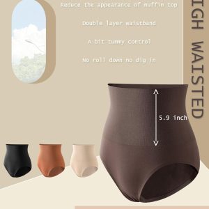 Women's High Waisted Tummy Control Underwear Panties Compression Slimming Seamless Briefs Shapewear 4 Pack